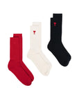 Ami Socks 3 Pack Logo Red-Cream-Navy - 1