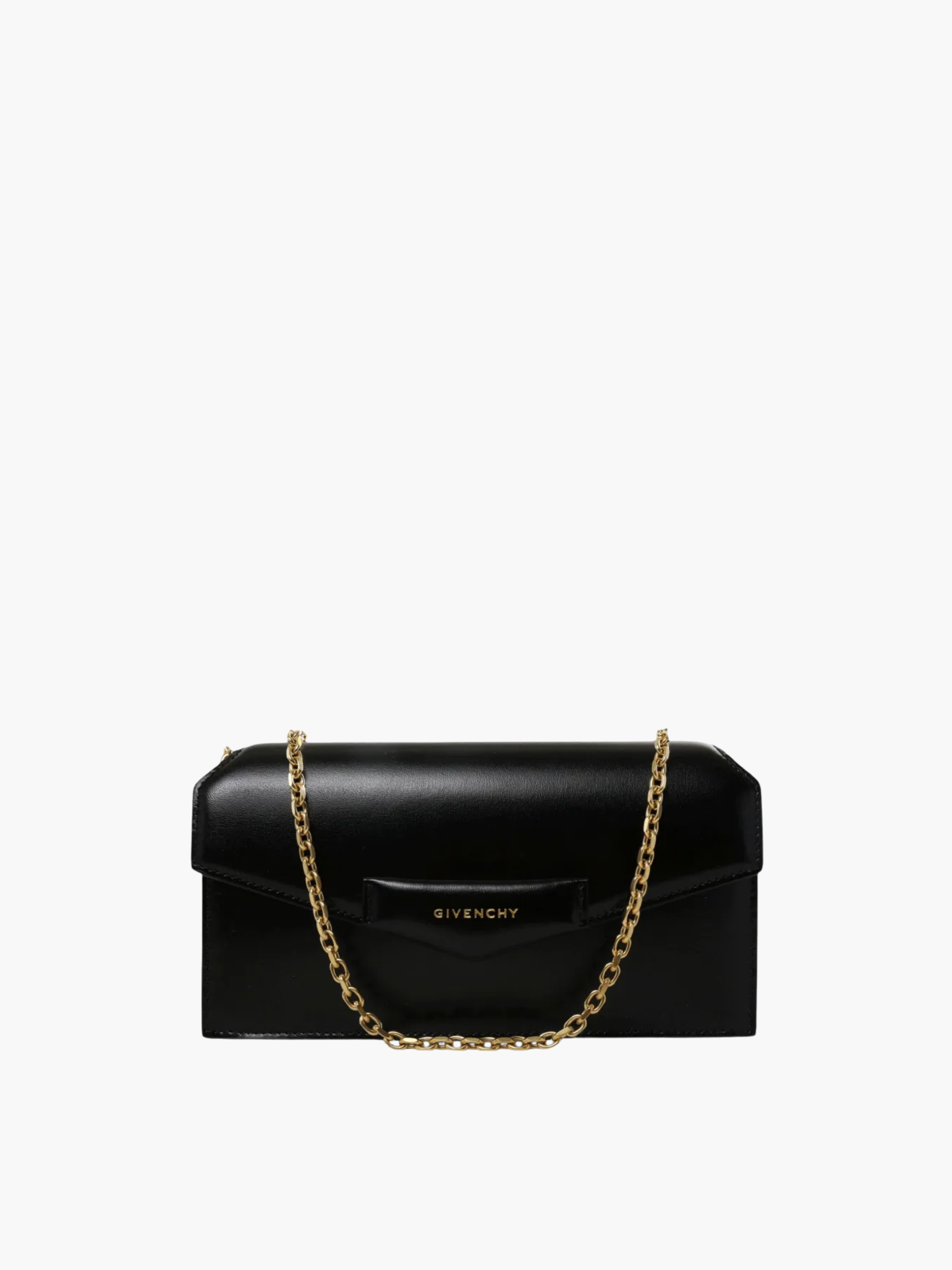 Givenchy Clutch Gold Logo Embossed Black