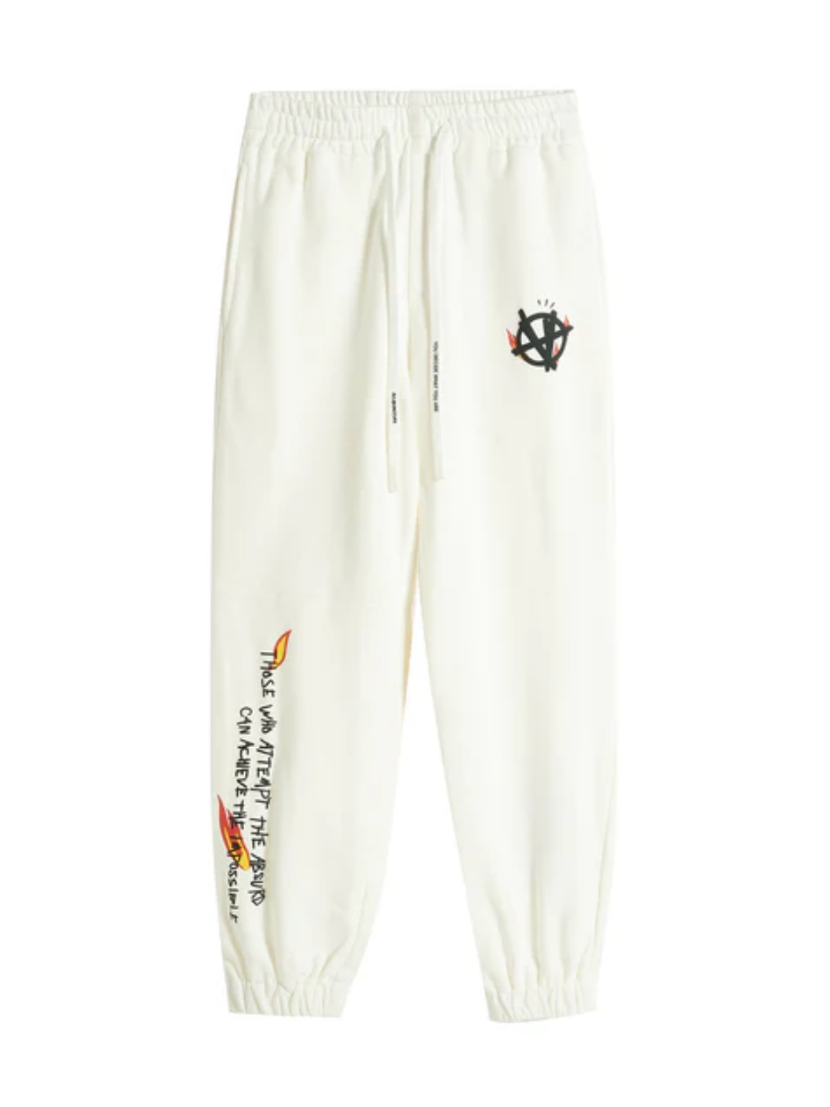 Acupuncture Track Pants Flamed Logo White - 1