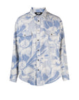 Msgm Shirt Jacquard Patterned Denim Blue-White