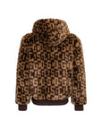 Gcds Jacket Fur Logo Brown