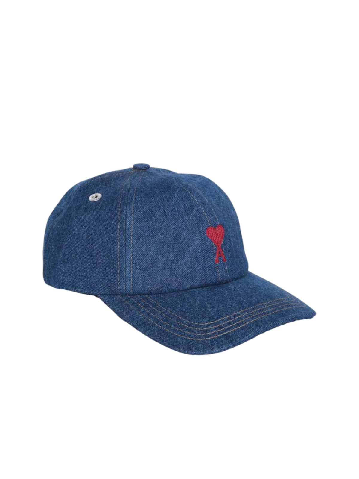 Ami Cap De Coeur Embroidery Denim Used Blue - 1