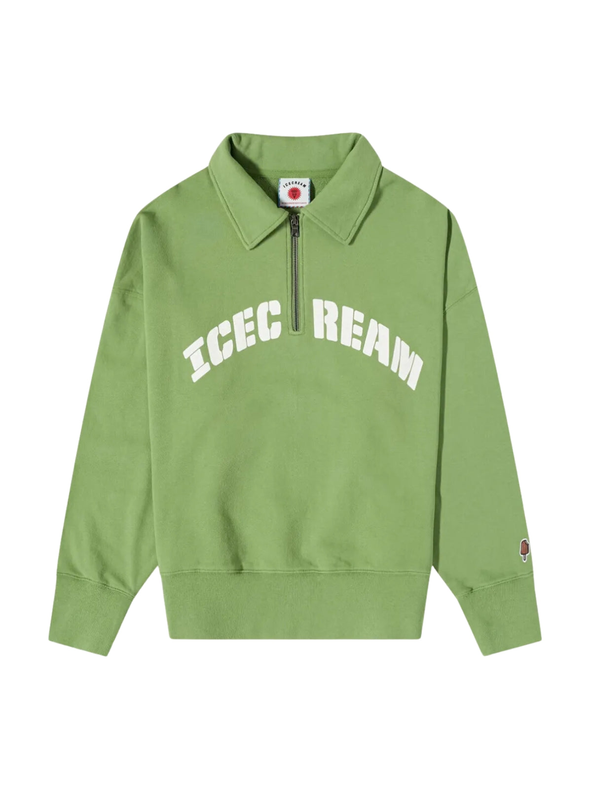 Icecream  Sweater Half Zip Collared Green