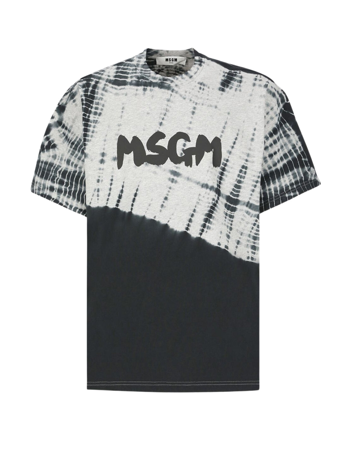 Msgm T-Shirt Two Tone Logo White-Black