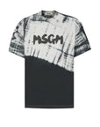 Msgm T-Shirt Two Tone Logo White-Black