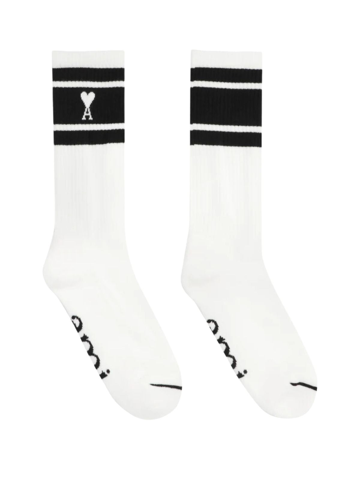 Ami Socks Striped Logo Black - 1