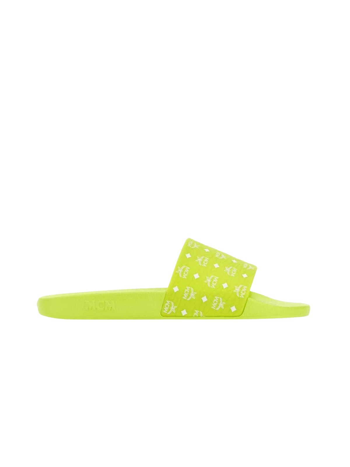 Mcm Slide Ladies Allover Logo Print Lime - 1