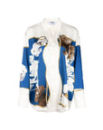 Msgm Shirt Allover Dog Print Blue-White-Brown