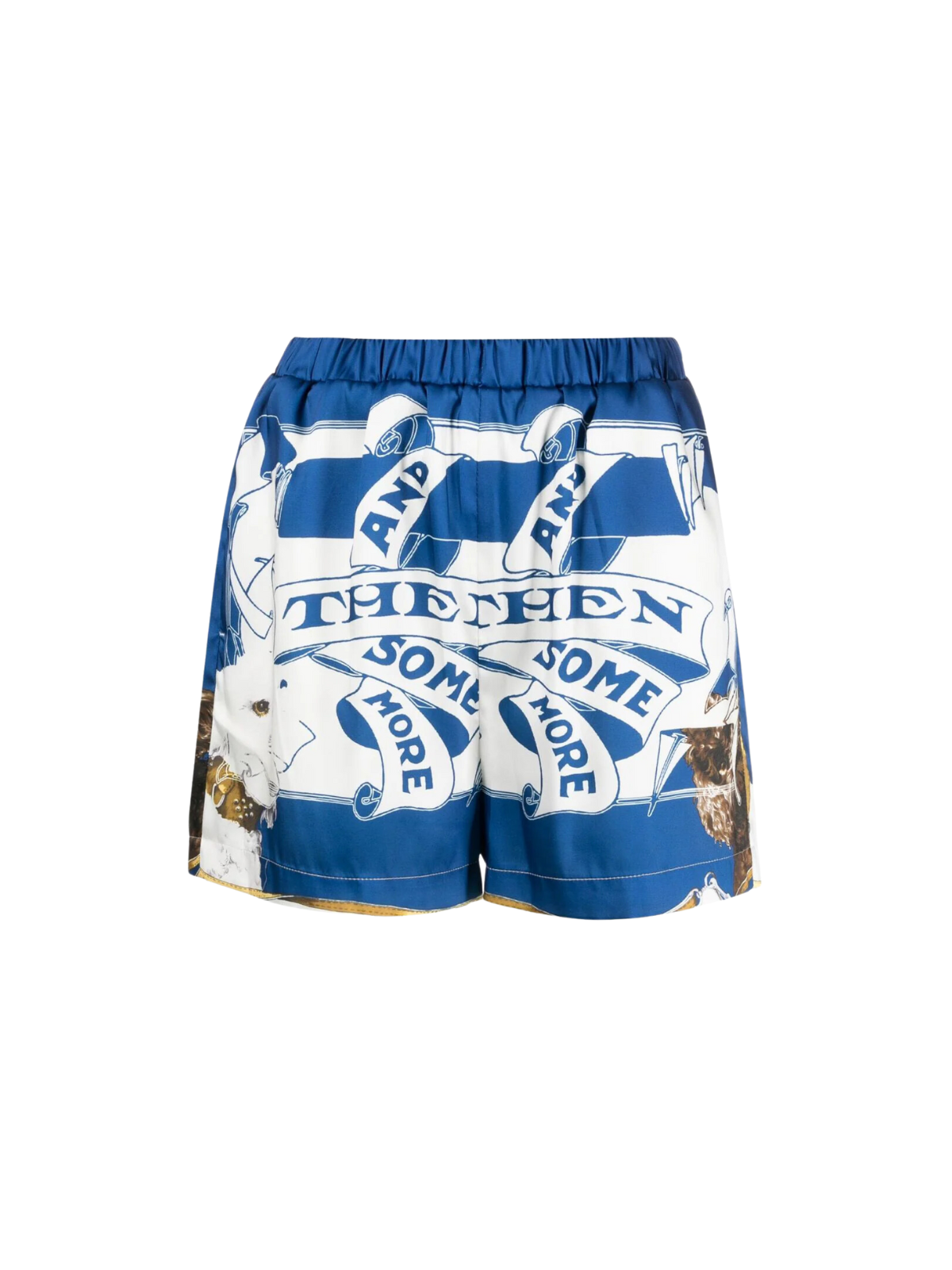 Msgm Shorts Allover Print Blue-White-Brown - 1