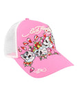 Ed Hardy Cap Skull-Blossom Twill Trucker Pink-White