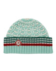 Casablanca Beanie Textured Knit Mint-Red-White