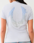 True Religion Hs Ombre Crystals V Neck Tee Zen Blue