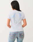 True Religion Hs Ombre Crystals V Neck Tee Zen Blue