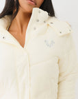 True Religion Fur Trim Puffer Jacket Winter White
