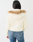 True Religion Fur Trim Puffer Jacket Winter White