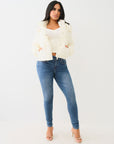 True Religion Fur Trim Puffer Jacket Winter White