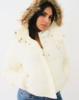 True Religion Fur Trim Puffer Jacket Winter White