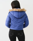 True Religion Fur Trim Puffer Jacket Sodalite Blue