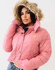 True Religion Fur Trim Puffer Jacket Mauvewood