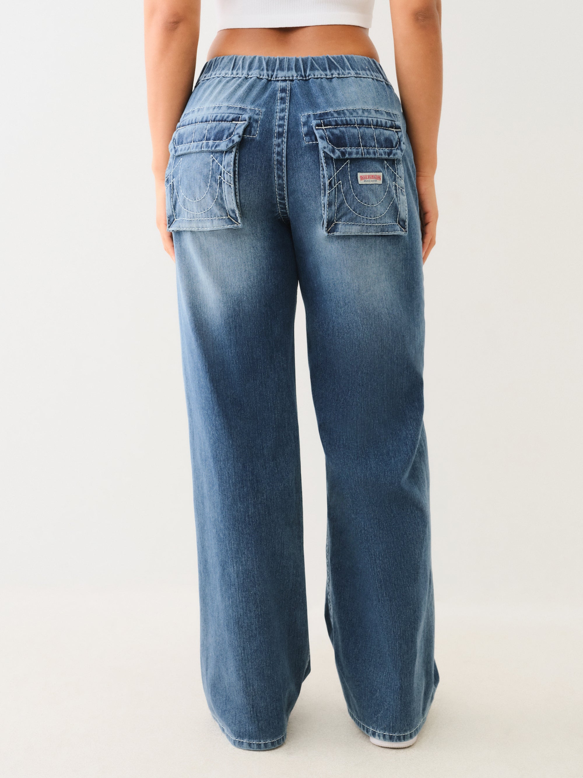 True Religion Bobbi Baggy Jogger Big T Flap Glowing Moon