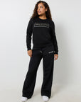 True Religion Crystal Logo Classic Crew Neck Jet Black