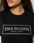True Religion Crystal Logo Classic Crew Neck Jet Black