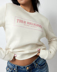 True Religion Crystal Logo Classic Crew Neck Winter White