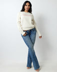 True Religion Crystal Logo Classic Crew Neck Winter White