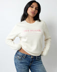 True Religion Crystal Logo Classic Crew Neck Winter White