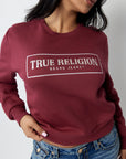 True Religion Crystal Logo Classic Crew Neck Cordovan