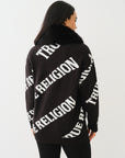 True Religion Fur Collar Aop Sweater Jet Black