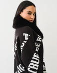 True Religion Fur Collar Aop Sweater Jet Black
