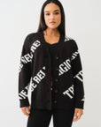 True Religion Fur Collar Aop Sweater Jet Black