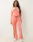 True Religion Velour Panelled Track Jacket Burnt Coral/Carob Brown