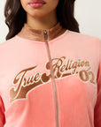 True Religion Velour Panelled Track Jacket Burnt Coral/Carob Brown