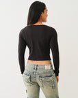 True Religion Hs Ls Boat Neck Fashion Tee Jet Black