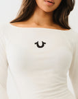 True Religion Hs Ls Boat Neck Fashion Tee Winter White