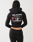 True Religion Shrunken Zip Up Hoodie Big T Black