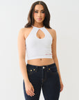 True Religion Crystl Seamless Keyhole Halter Optic White
