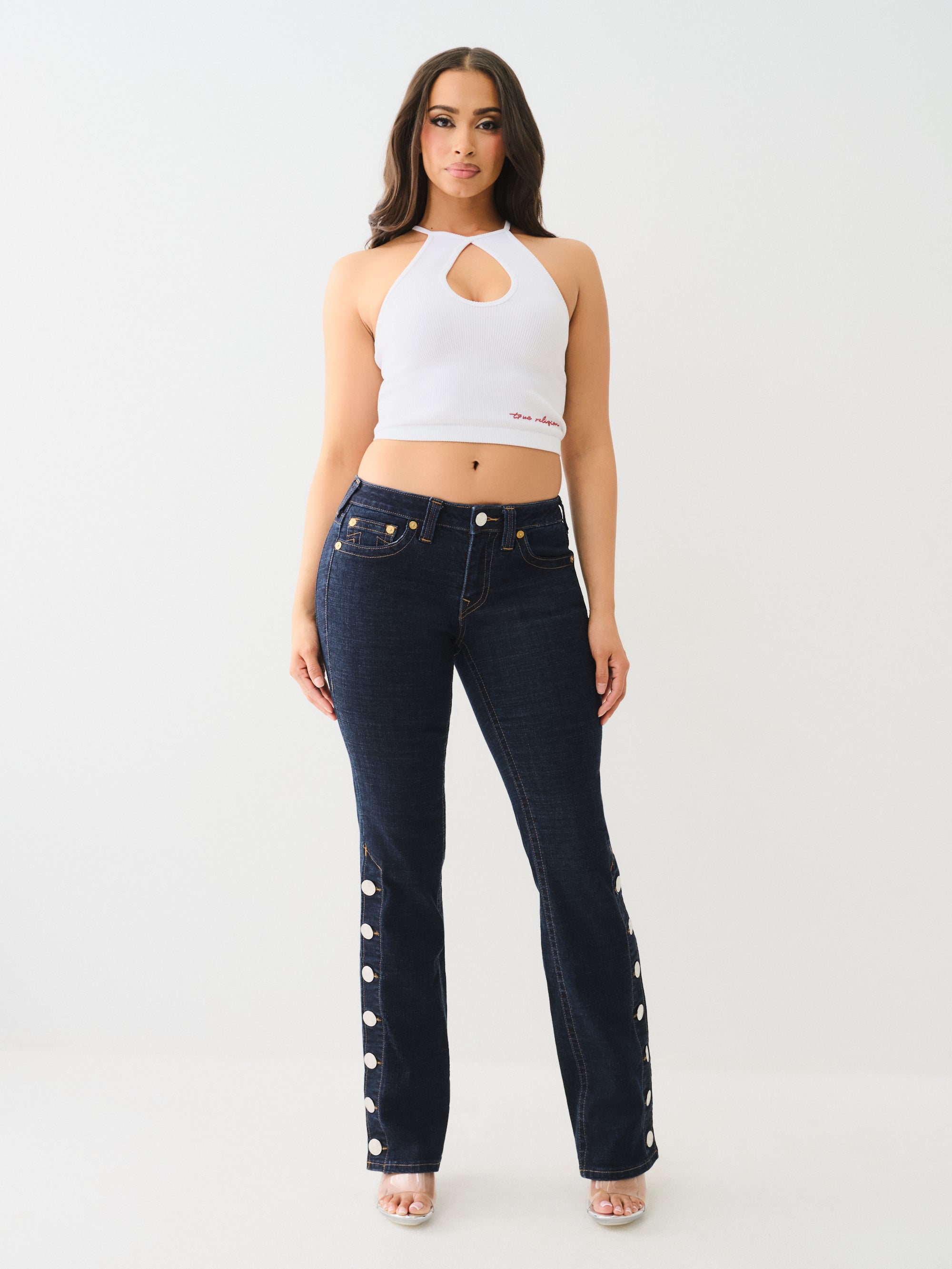 True Religion Crystl Seamless Keyhole Halter Optic White