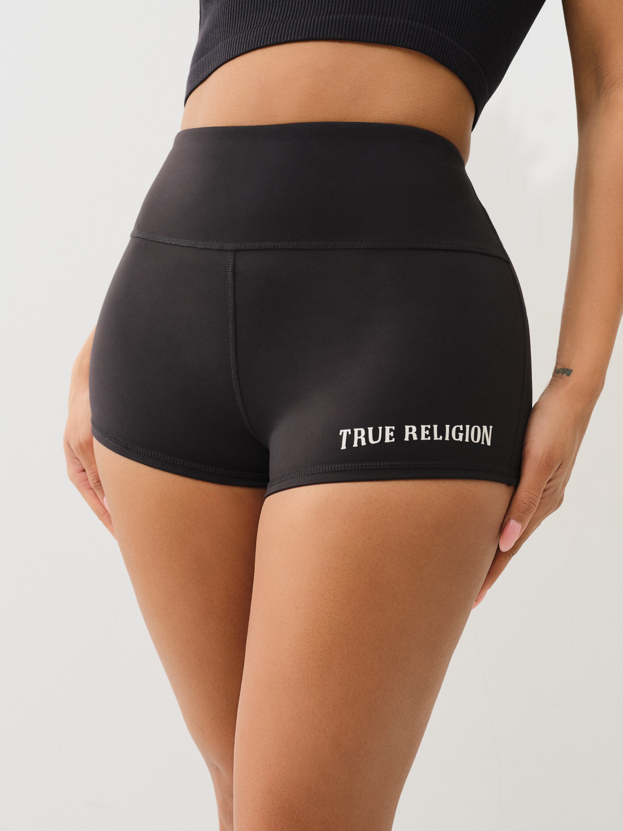 True Religion Arch Logo Truly Snatched Short Jet Black