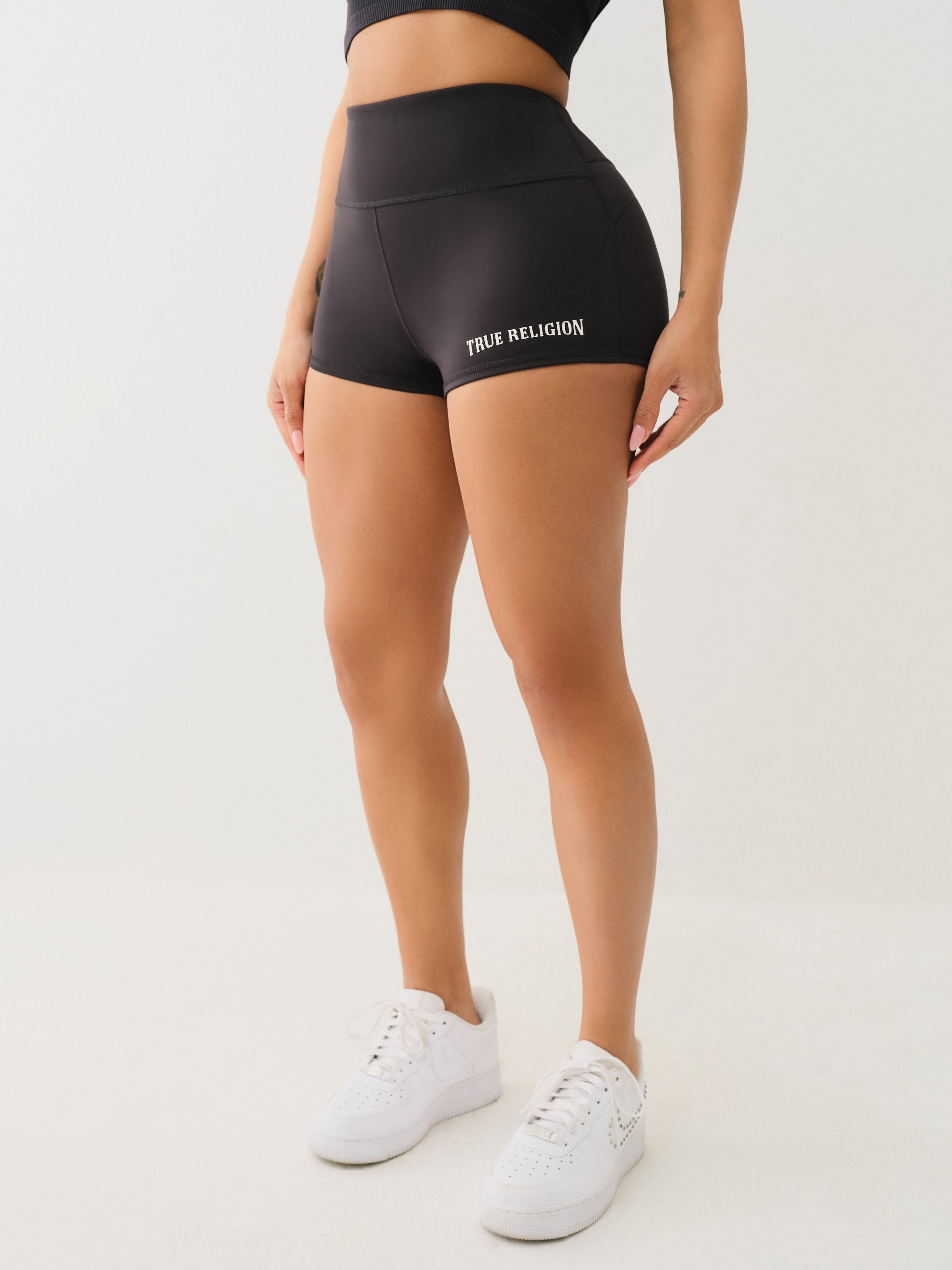 True Religion Arch Logo Truly Snatched Short Jet Black