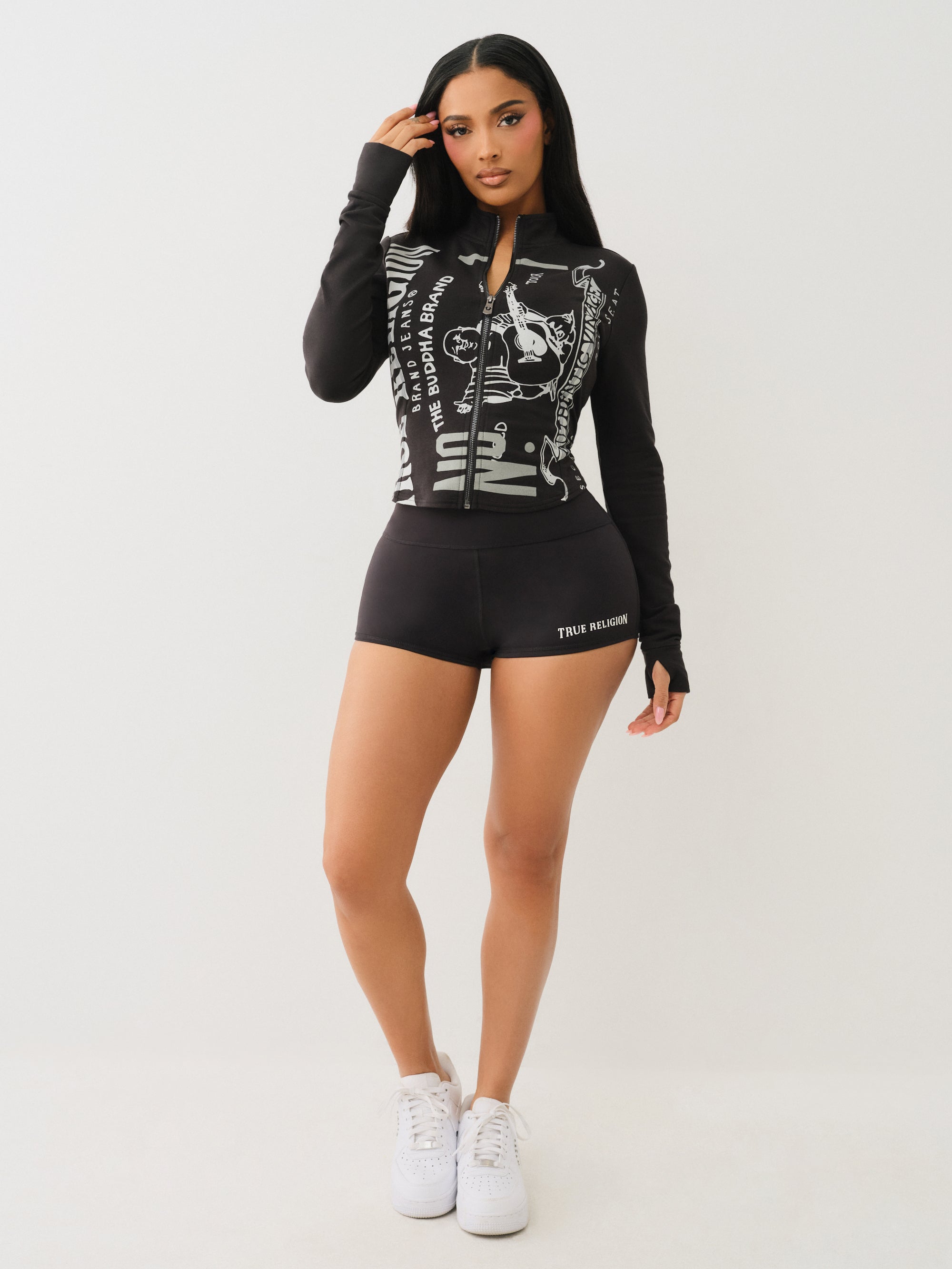 True Religion Arch Logo Truly Snatched Short Jet Black