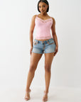 True Religion Hs Crystl Embroidery Lace Tank Candy Pink
