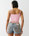 True Religion Hs Crystl Embroidery Lace Tank Candy Pink