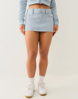 True Religion Wash Raw Edge Big T Mini Skirt Pacific Coast