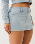True Religion Wash Raw Edge Big T Mini Skirt Pacific Coast