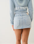 True Religion Wash Raw Edge Big T Mini Skirt Pacific Coast