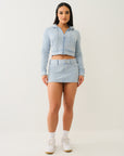 True Religion Wash Raw Edge Big T Mini Skirt Pacific Coast