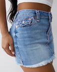 True Religion Sadie Mini Skirt Flap Sup T Aqua Marine